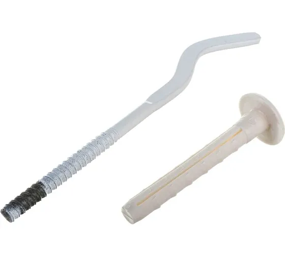 Кронштейн с дюбелем для радиатора 1 (белый) сплющенный